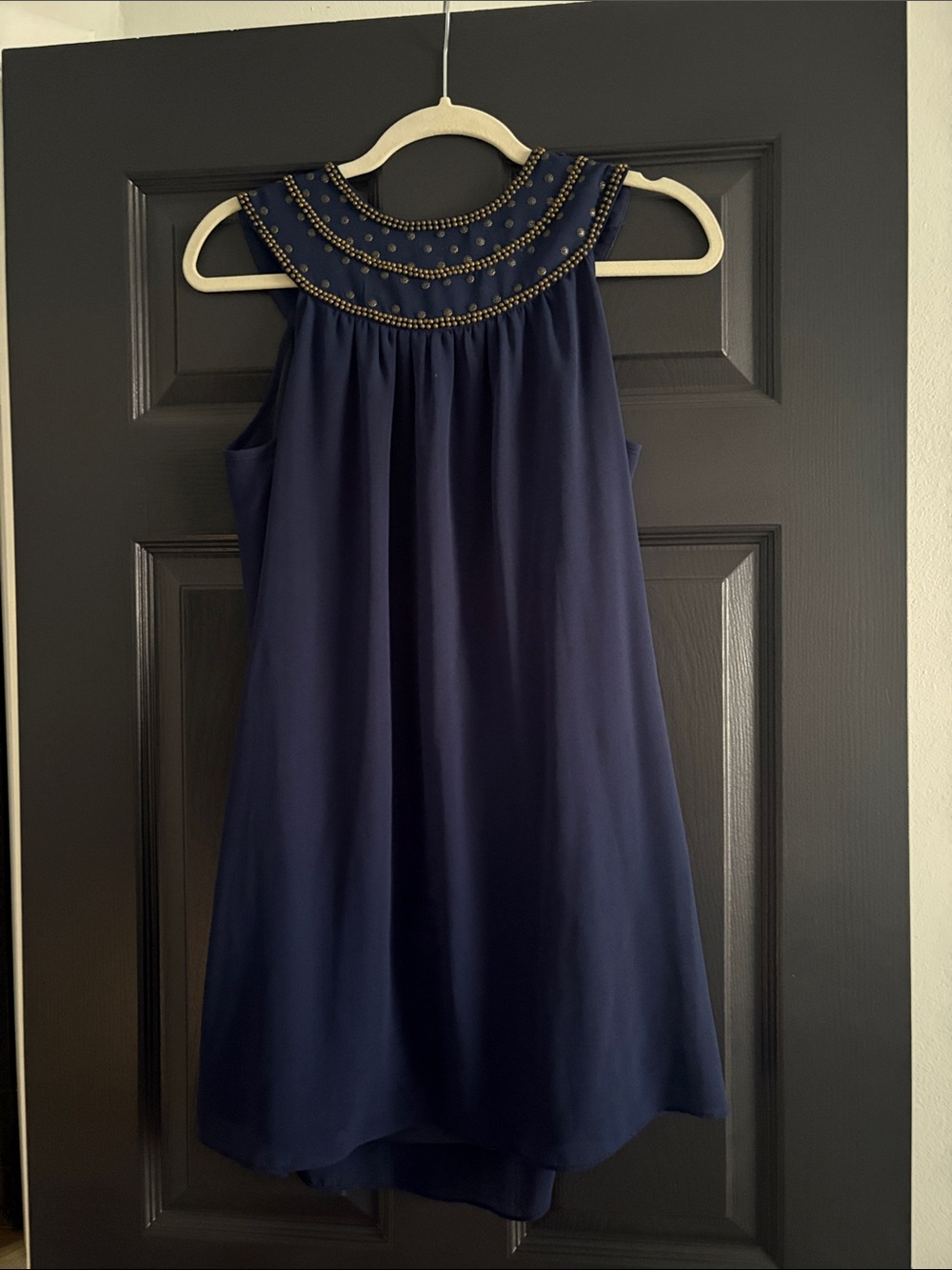 Theme Navy Beaded High-Low Dress